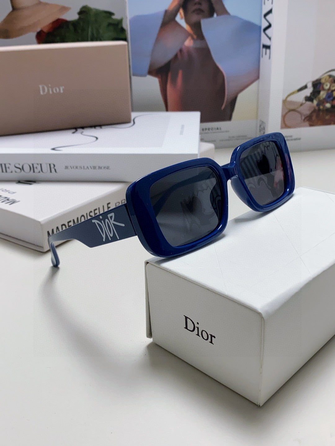 Dior Square Blue Lens Sunglasses for Women - 358189 - detail image 7