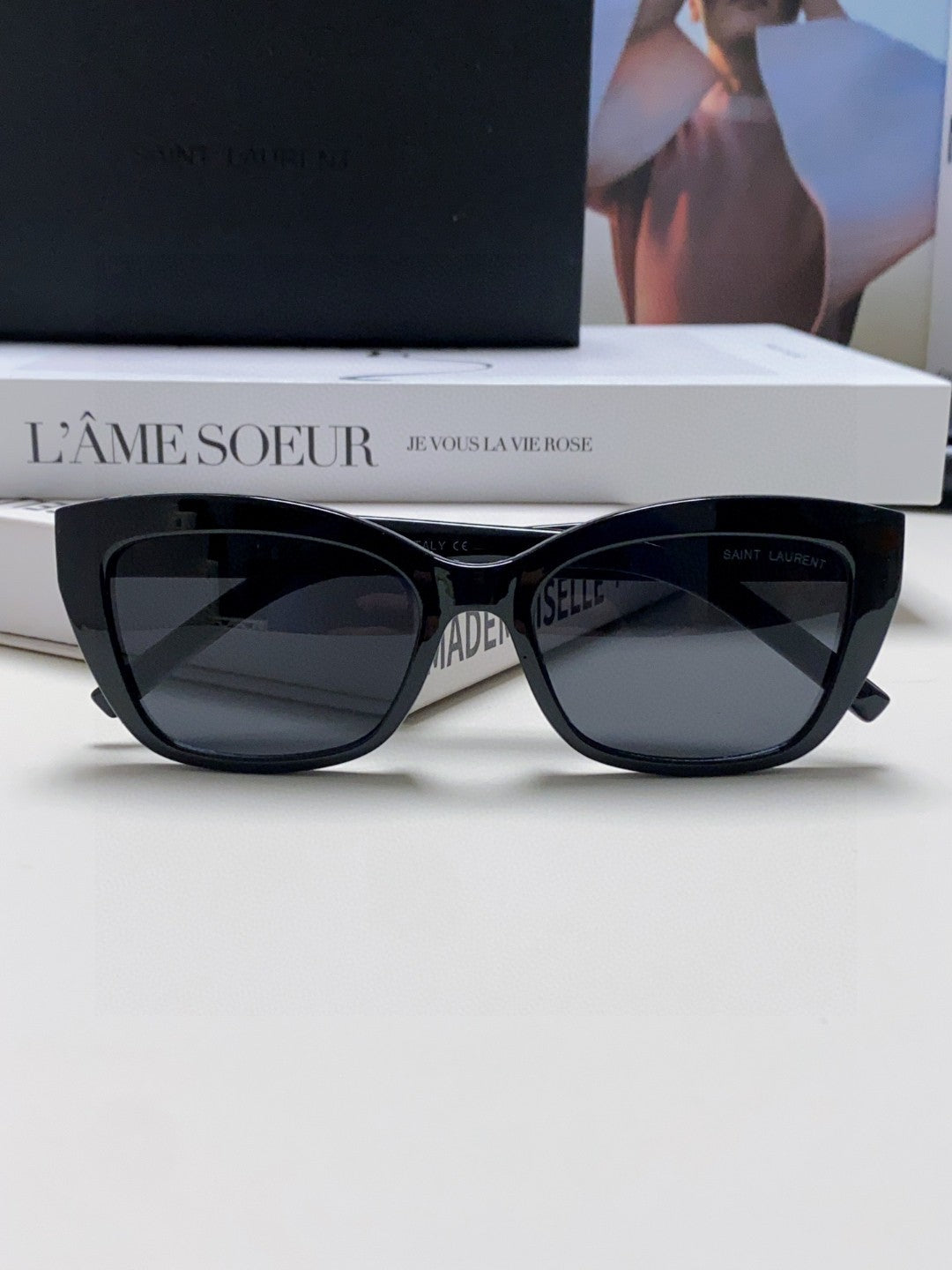 Saint Laurent Polarized Cat-Eye Black Lens Sunglasses for Women - detail image 8
