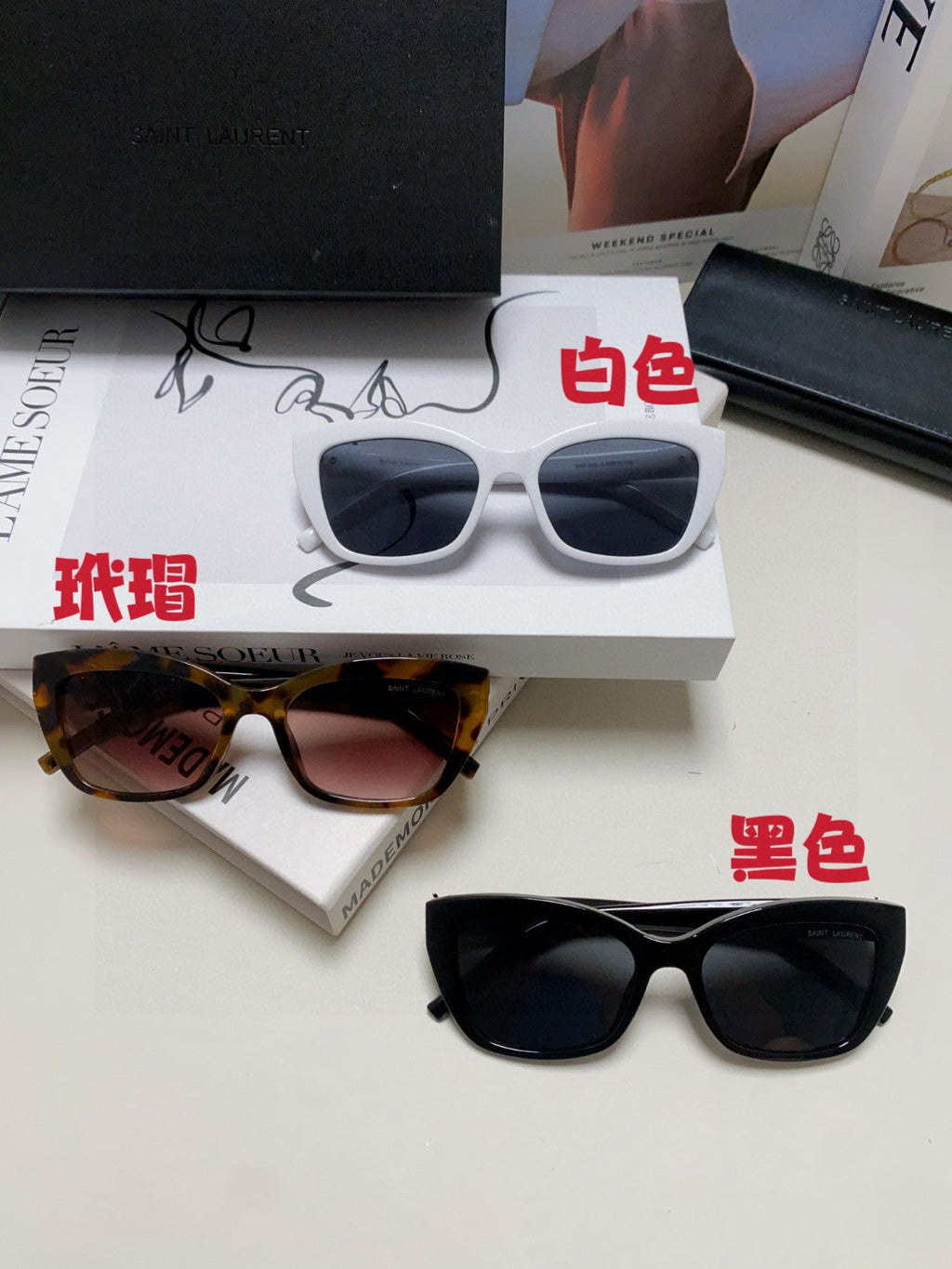 Saint Laurent Polarized Cat-Eye Black Lens Sunglasses for Women - detail image 11