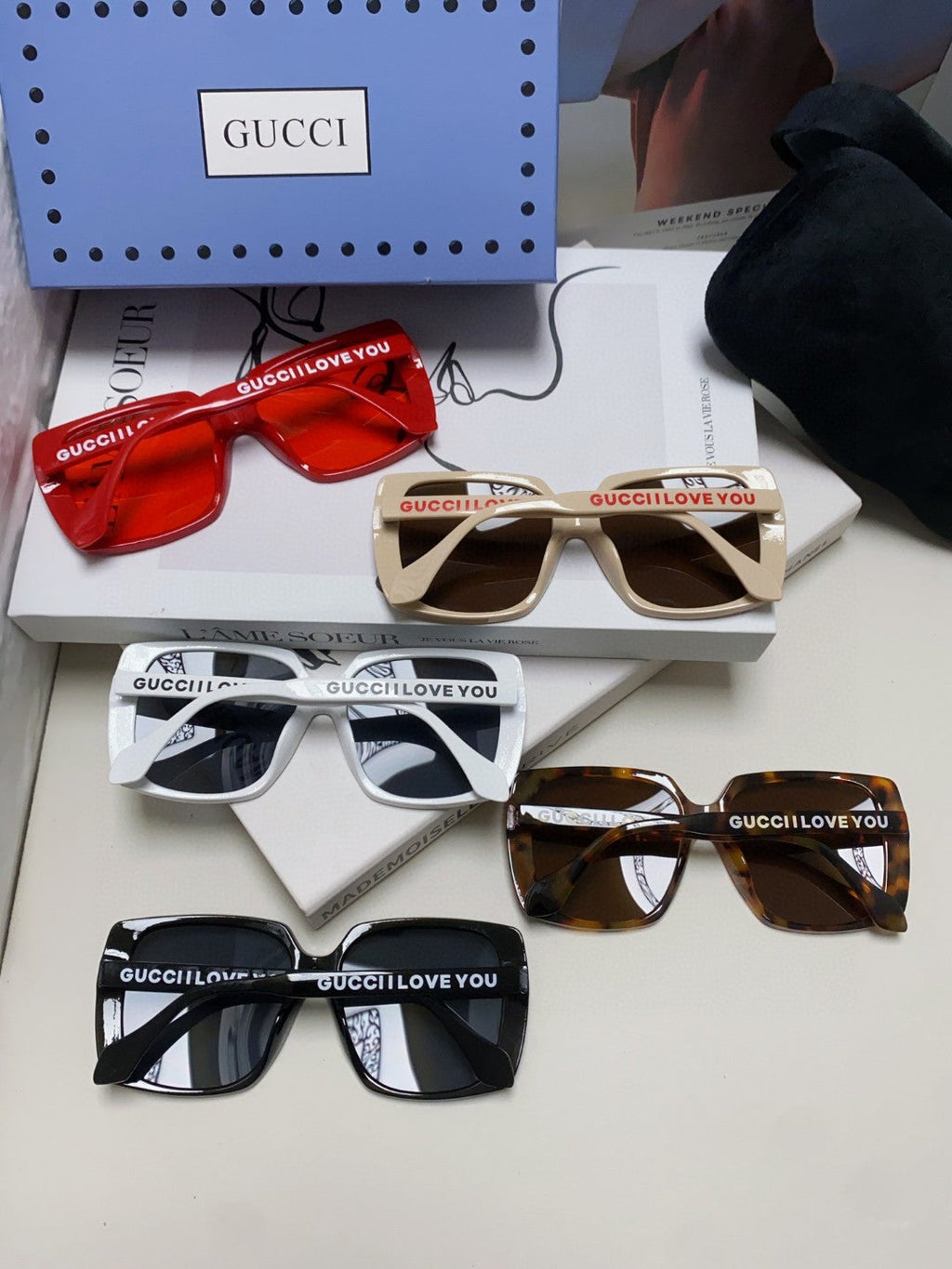 Gucci Oversized Blue Lens Sunglasses for Women - detail image 8