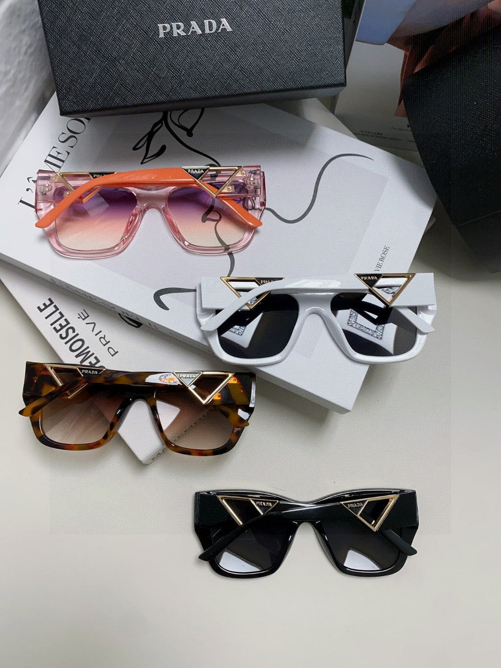 Prada Square Gray Lens Sunglasses for Women - detail image 8