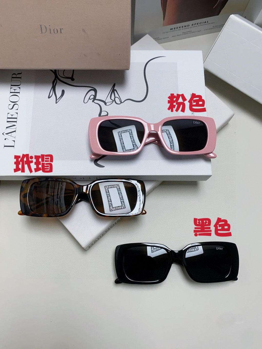 Dior Square Pink Lens Sunglasses for Men & Women - detail image 9