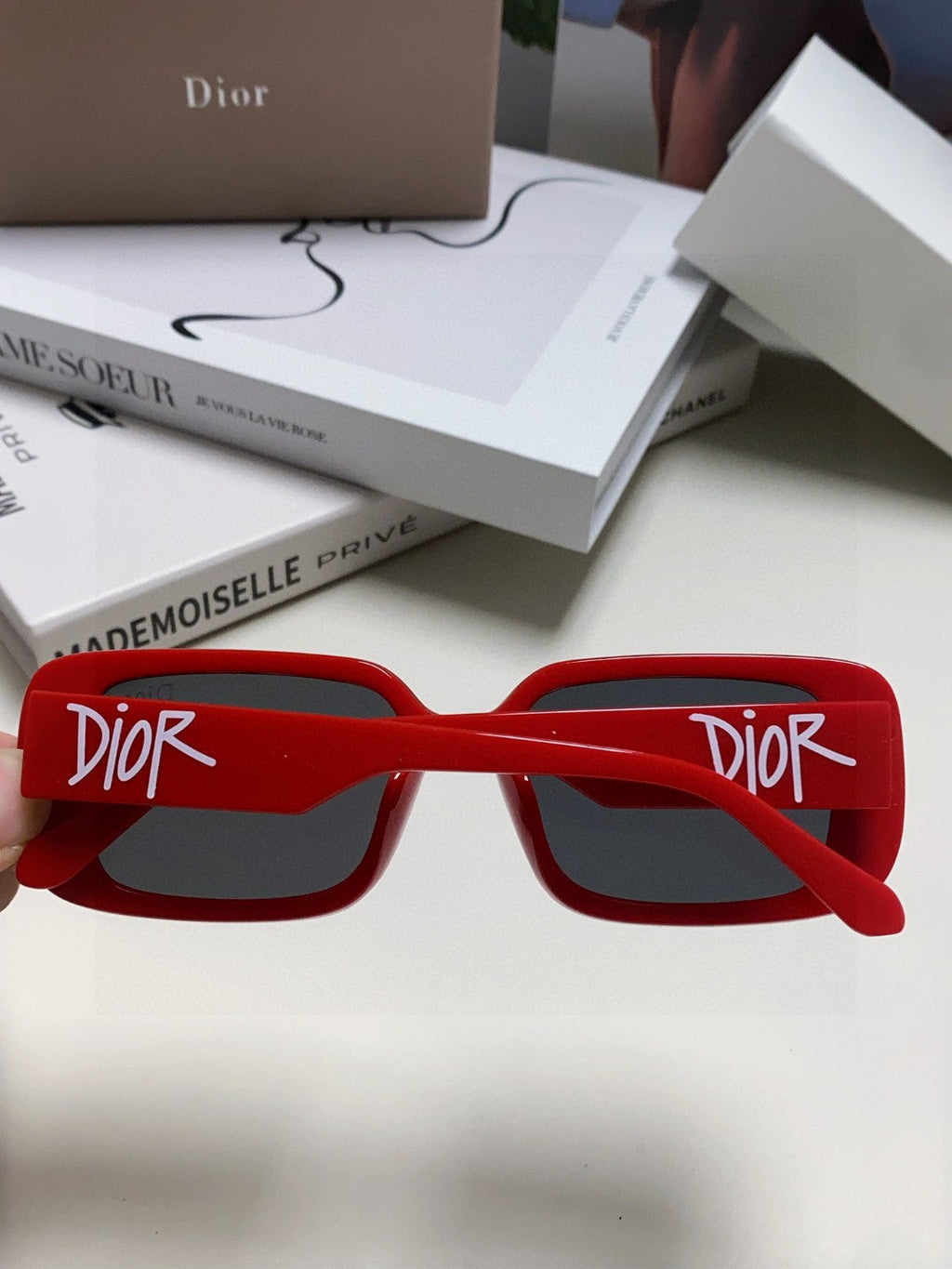 Dior Square Red Lens Sunglasses for Women - 382438 - detail image 4