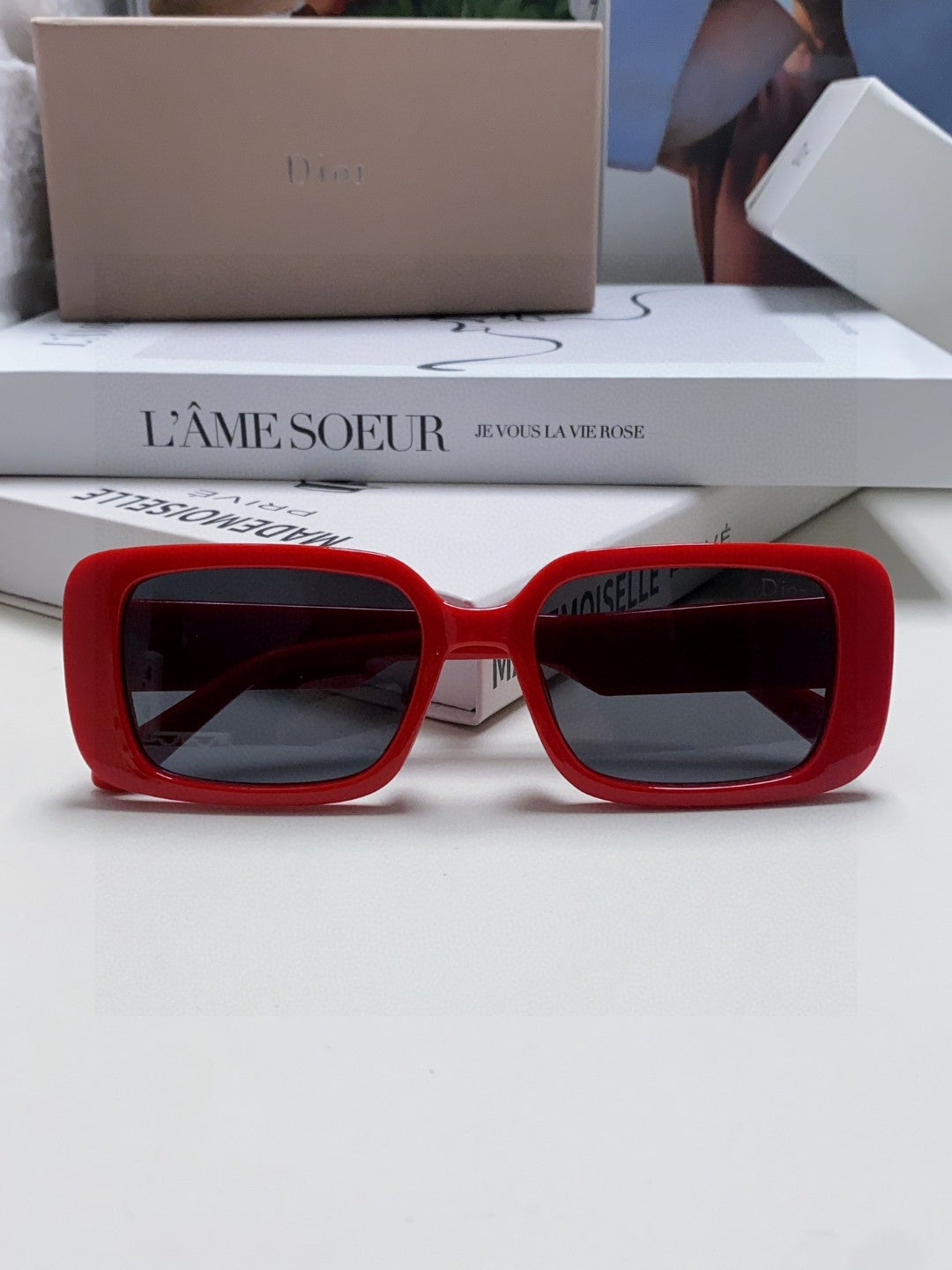 Dior Square Red Lens Sunglasses for Women - 382438 - detail image 6
