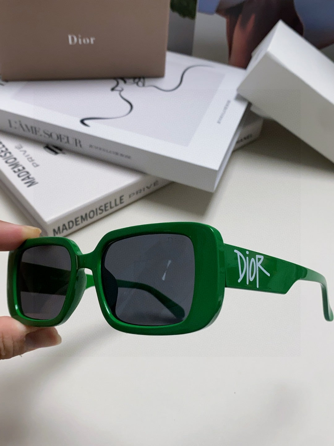 Dior Square Green Lens Sunglasses for Women - 382440 - detail image 5