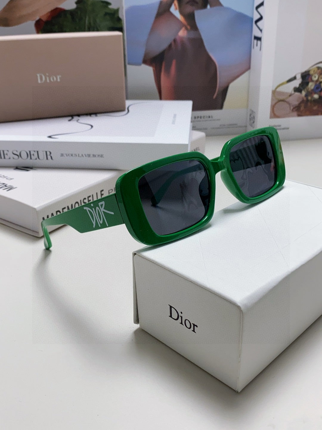 Dior Square Green Lens Sunglasses for Women - 382440 - detail image 7