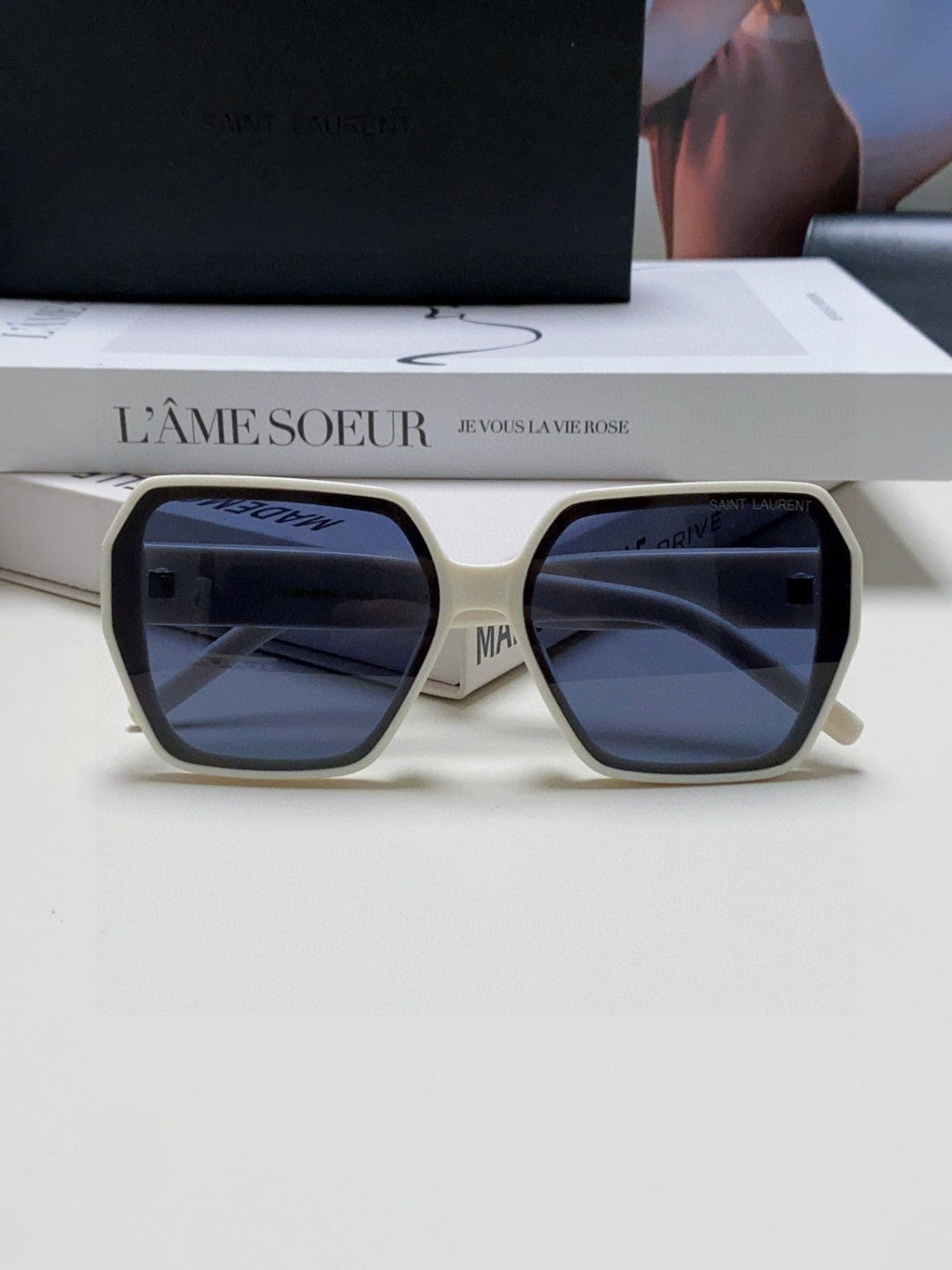 Saint Laurent Polarized Square Silver Lens Sunglasses for Men & Women - detail image 6