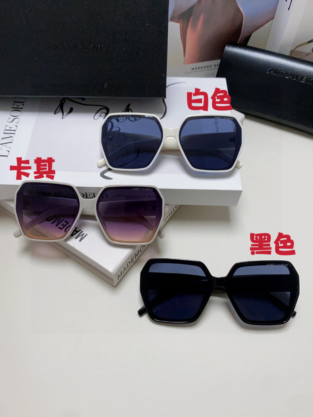 Saint Laurent Polarized Square Silver Lens Sunglasses for Men & Women - detail image 9