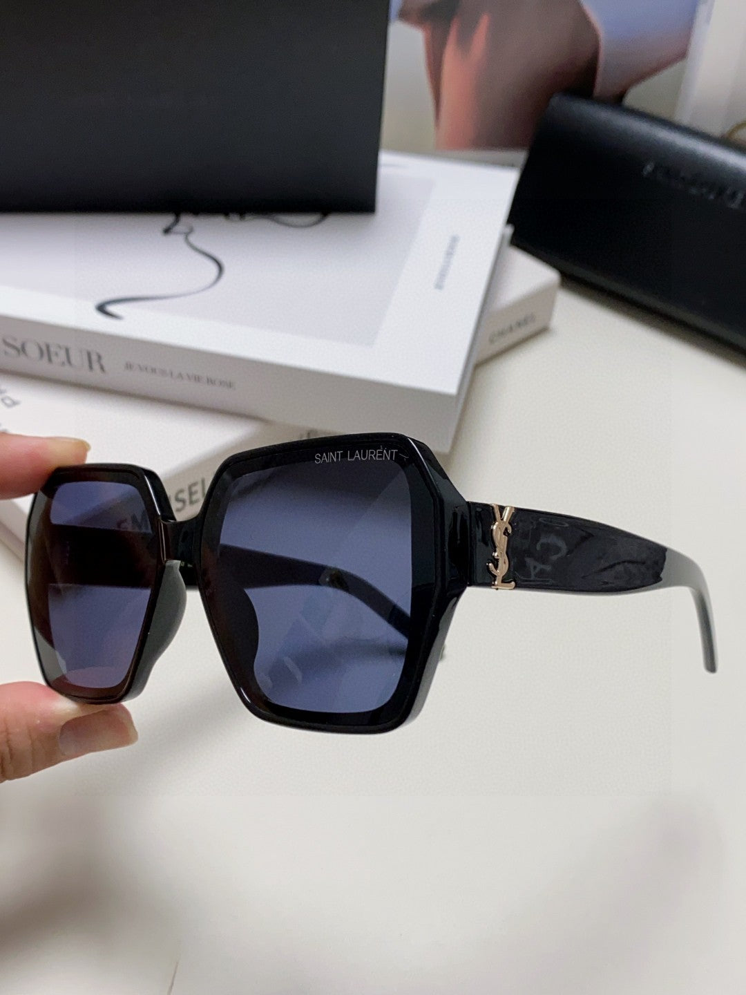 Saint Laurent Polarized Square Blue Lens Sunglasses for Men & Women - detail image 5