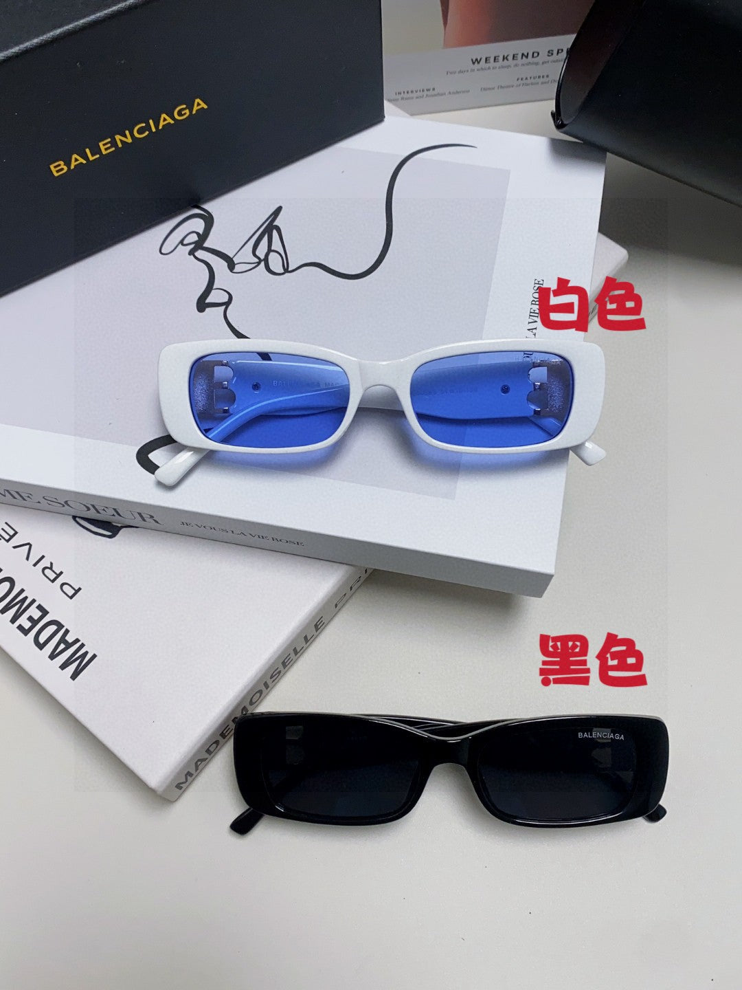 Balenciaga Rectangular Orange Lens Sunglasses for Men & Women - 382929 - detail image 11