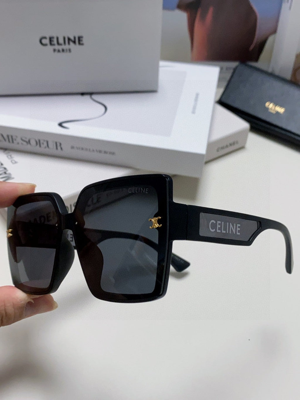 Celine Oversized Black Lens Sunglasses for Men & Women - 398814 - detail image 5