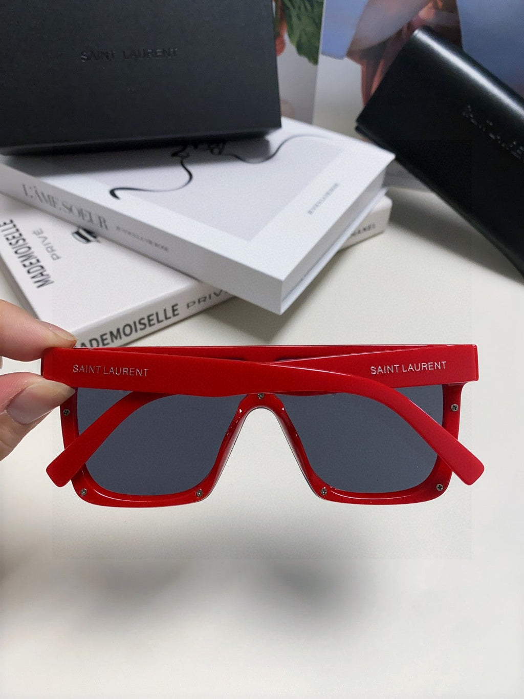 Saint Laurent Acetate Oversized Blue Lens Sunglasses for Men & Women - detail image 3