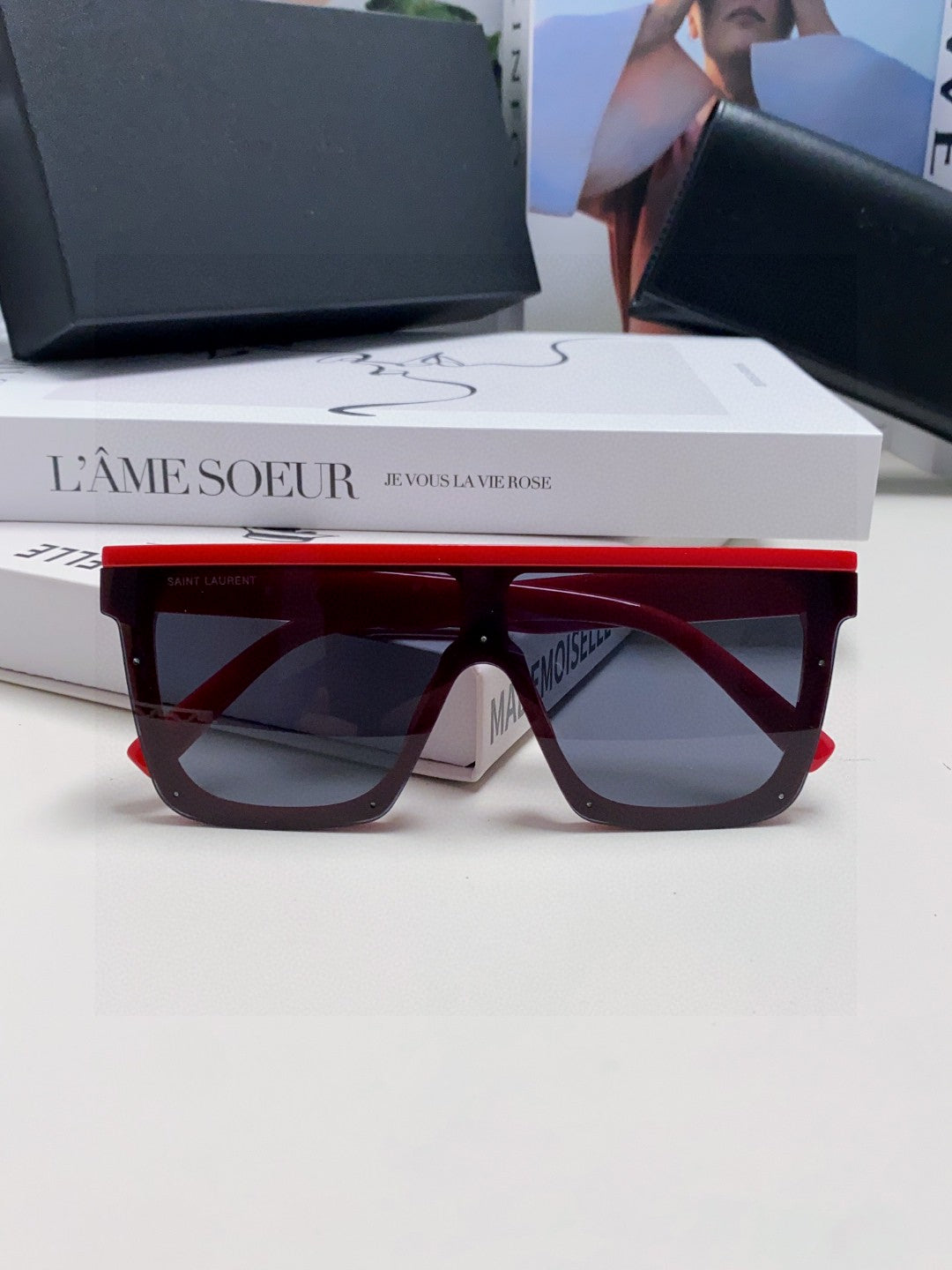 Saint Laurent Acetate Oversized Blue Lens Sunglasses for Men & Women - detail image 5
