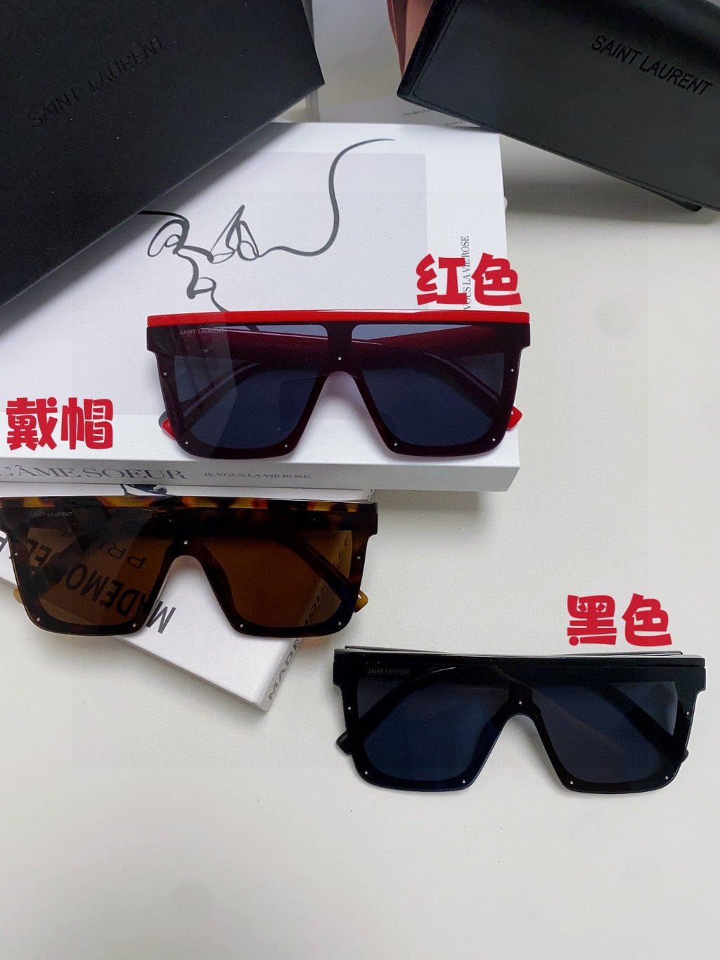 Saint Laurent Acetate Oversized Brown Lens Sunglasses for Men & Women - detail image 8