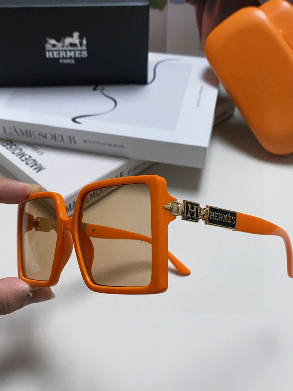Hermès Square Brown Lens Sunglasses for Women - detail image 5