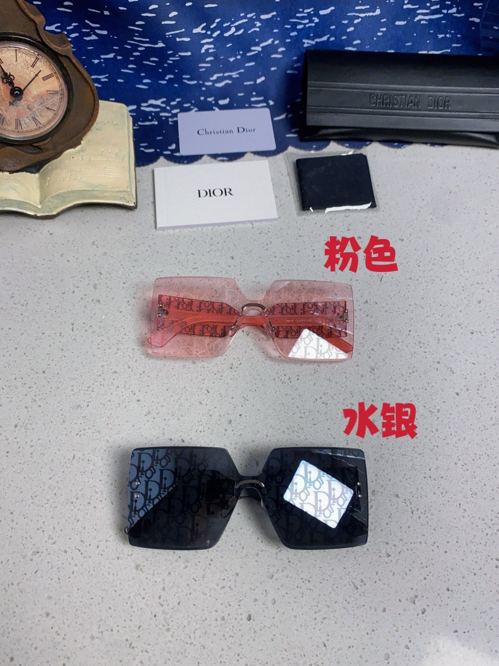 Dior Lightweight Rimless Blue Lens Sunglasses for Men - 358160 - detail image 10