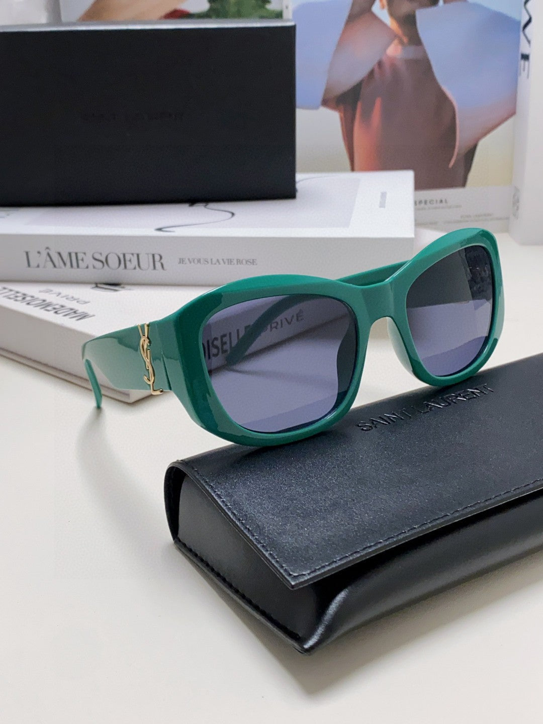 Saint Laurent Round Blue Lens Sunglasses for Women - detail image 7