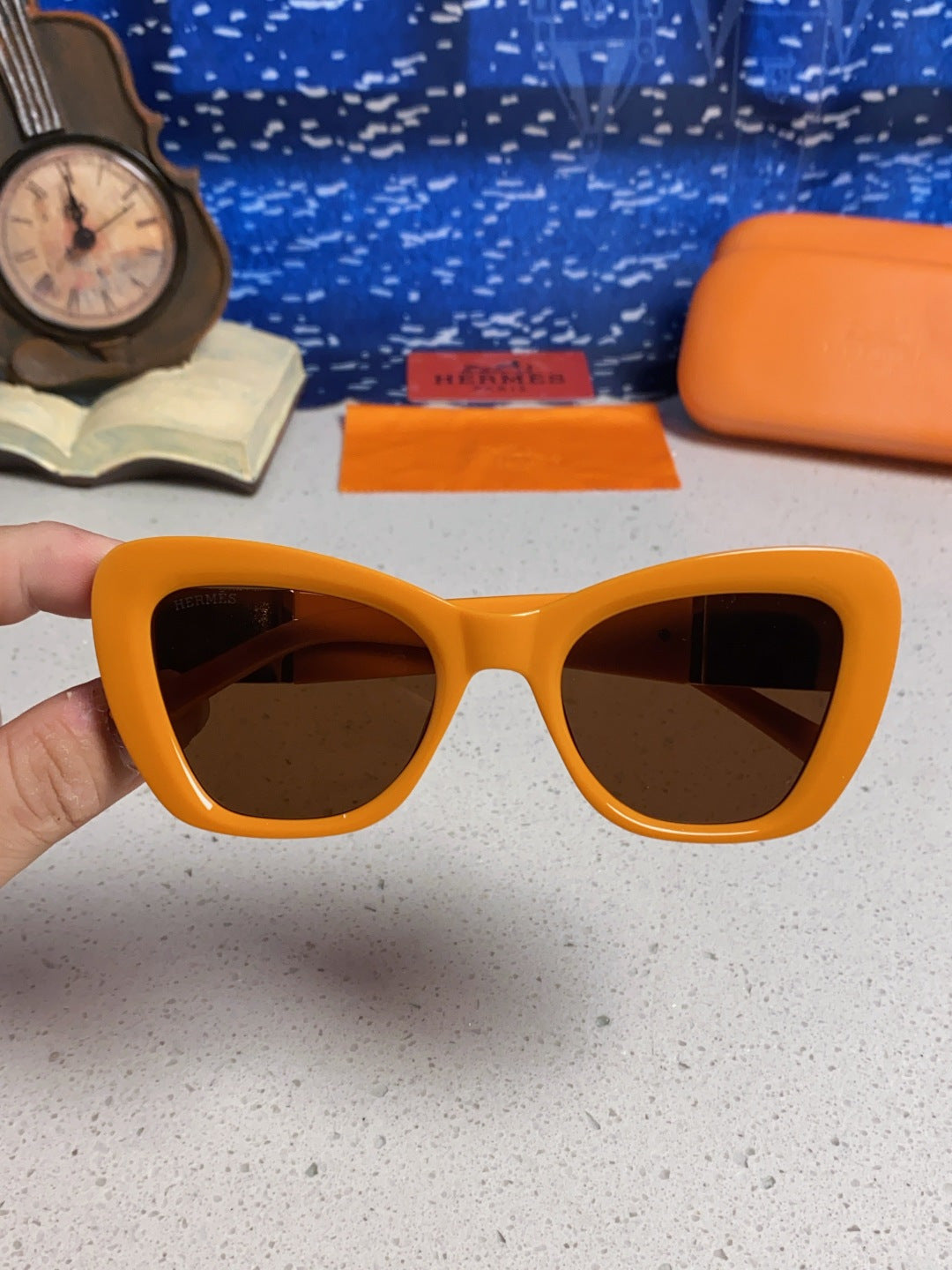 Hermès Cat-Eye Orange Lens Sunglasses for Men & Women - detail image 4