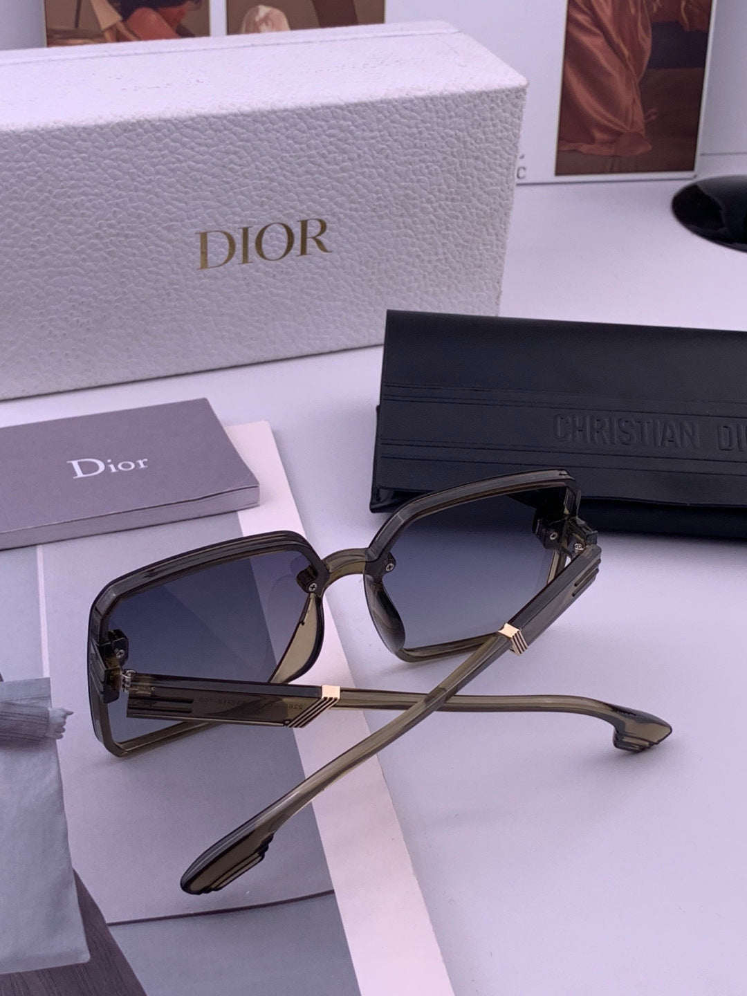 Dior CD8226 Polarized Square Gold Lens Sunglasses for Women - 358224 - detail image 5