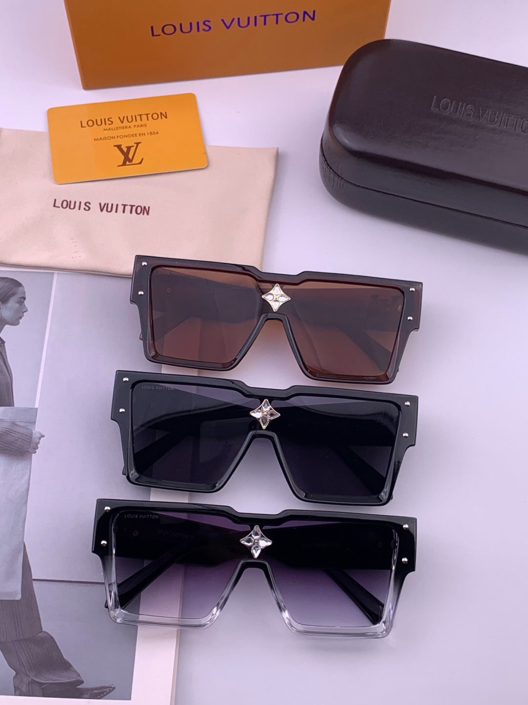 Louis Vuitton L7600 Square Black Lens Sunglasses for Women - 448506 - detail image 8
