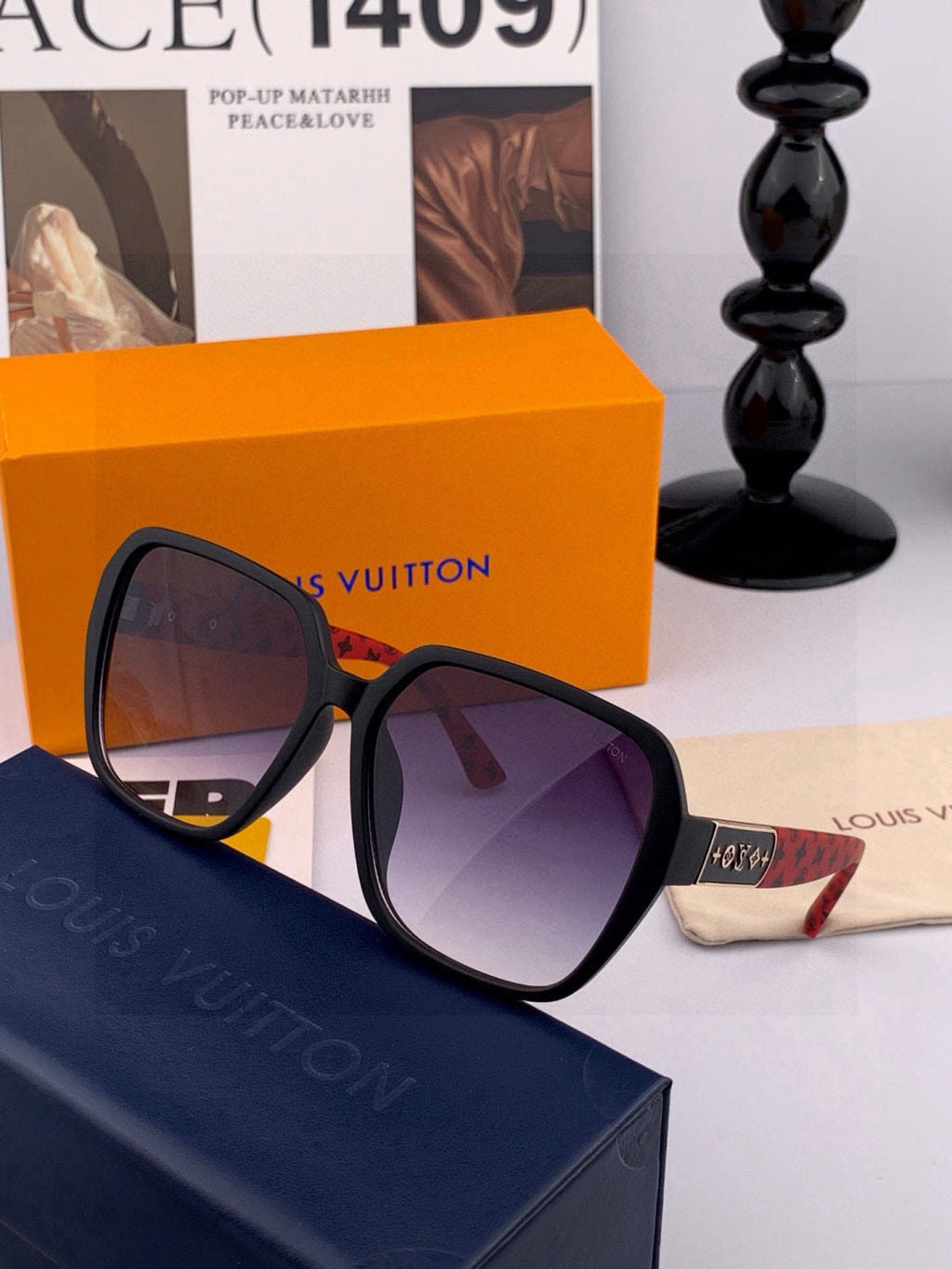 Louis Vuitton L3305 Square Red Lens Sunglasses for Men & Women - 464696 - detail image 4