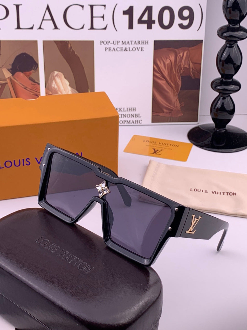 Louis Vuitton L7600 Square Black Lens Sunglasses for Women - detail image 2