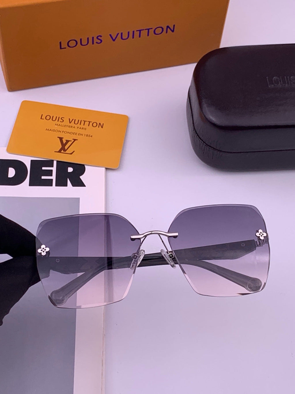 Louis Vuitton L8612 Square Gold Lens Sunglasses for Men & Women