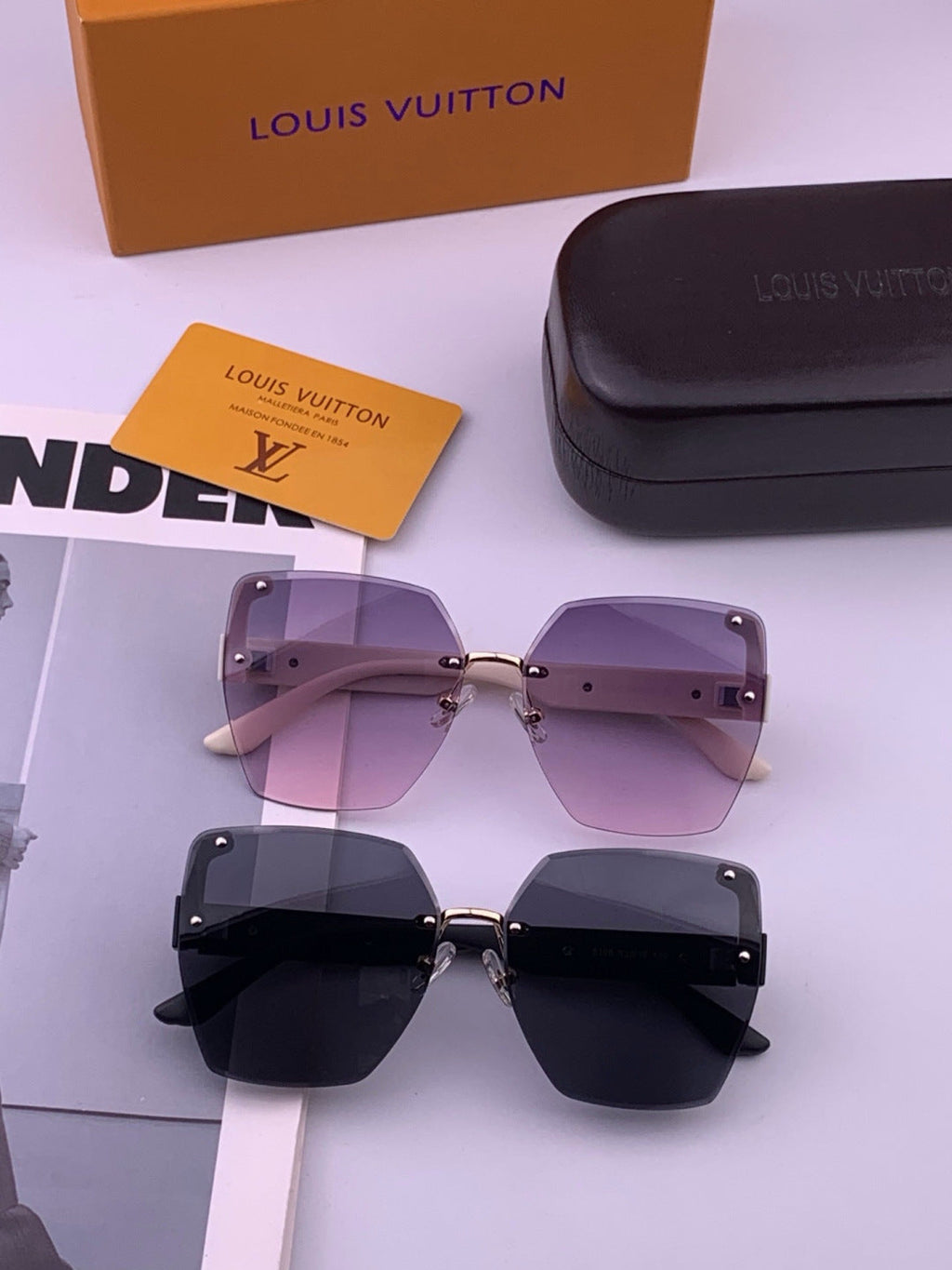 Louis Vuitton L6519 Polarized Square Brown Lens Sunglasses for Men & Women - detail image 7