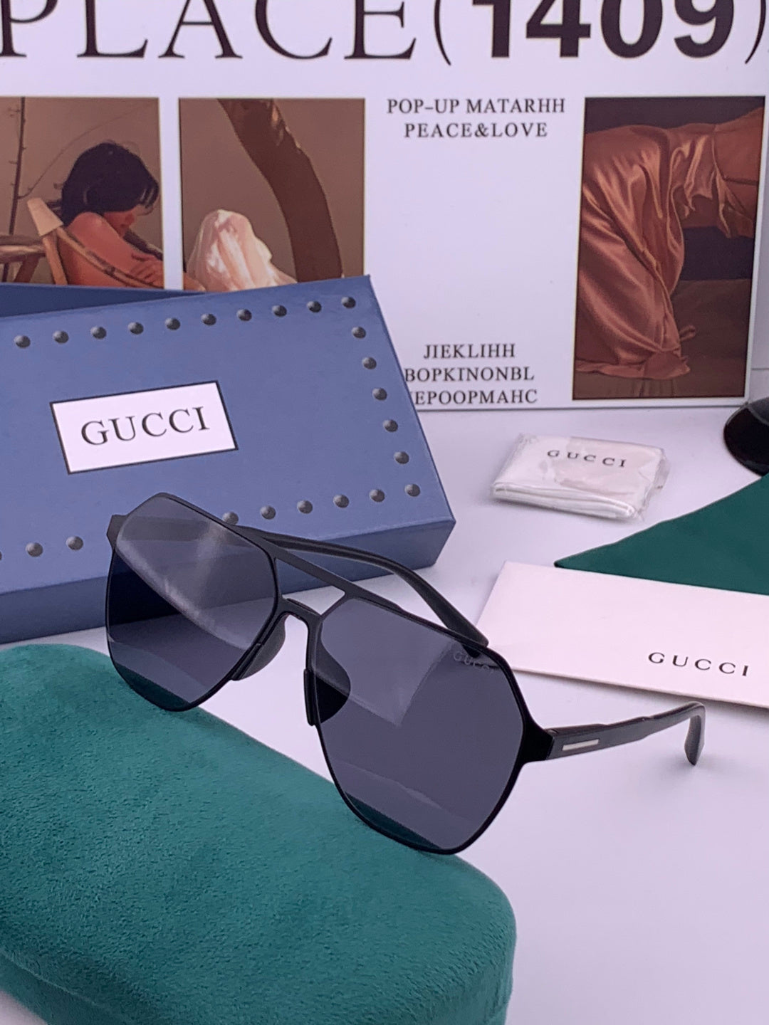 Gucci G3807 Polarized Aviator Gold Lens Sunglasses for Men - detail image 2