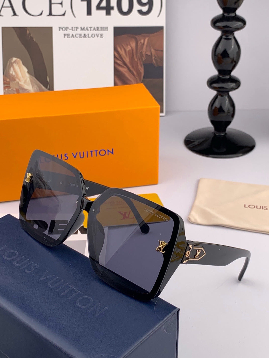 Louis Vuitton L3230 Square Brown Lens Sunglasses for Men & Women - detail image 3
