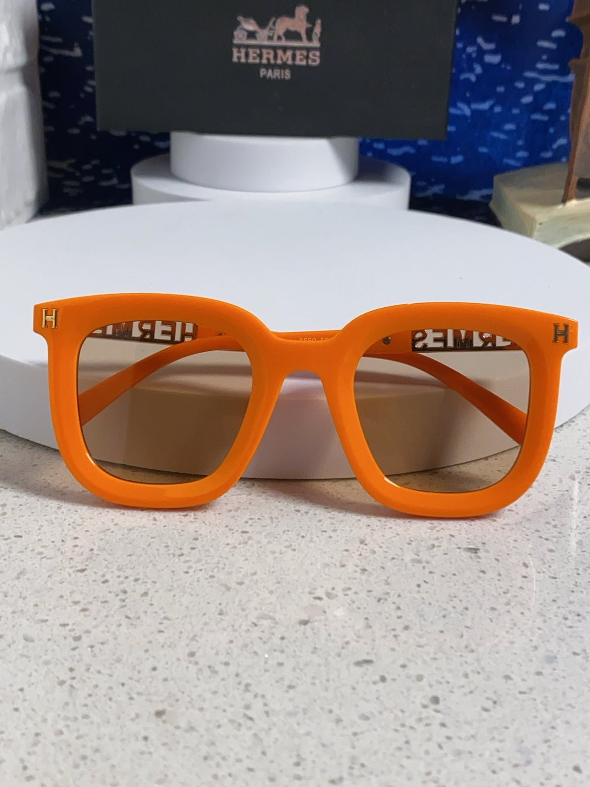 Hermès Metal Square Orange Lens Sunglasses for Men & Women - detail image 8