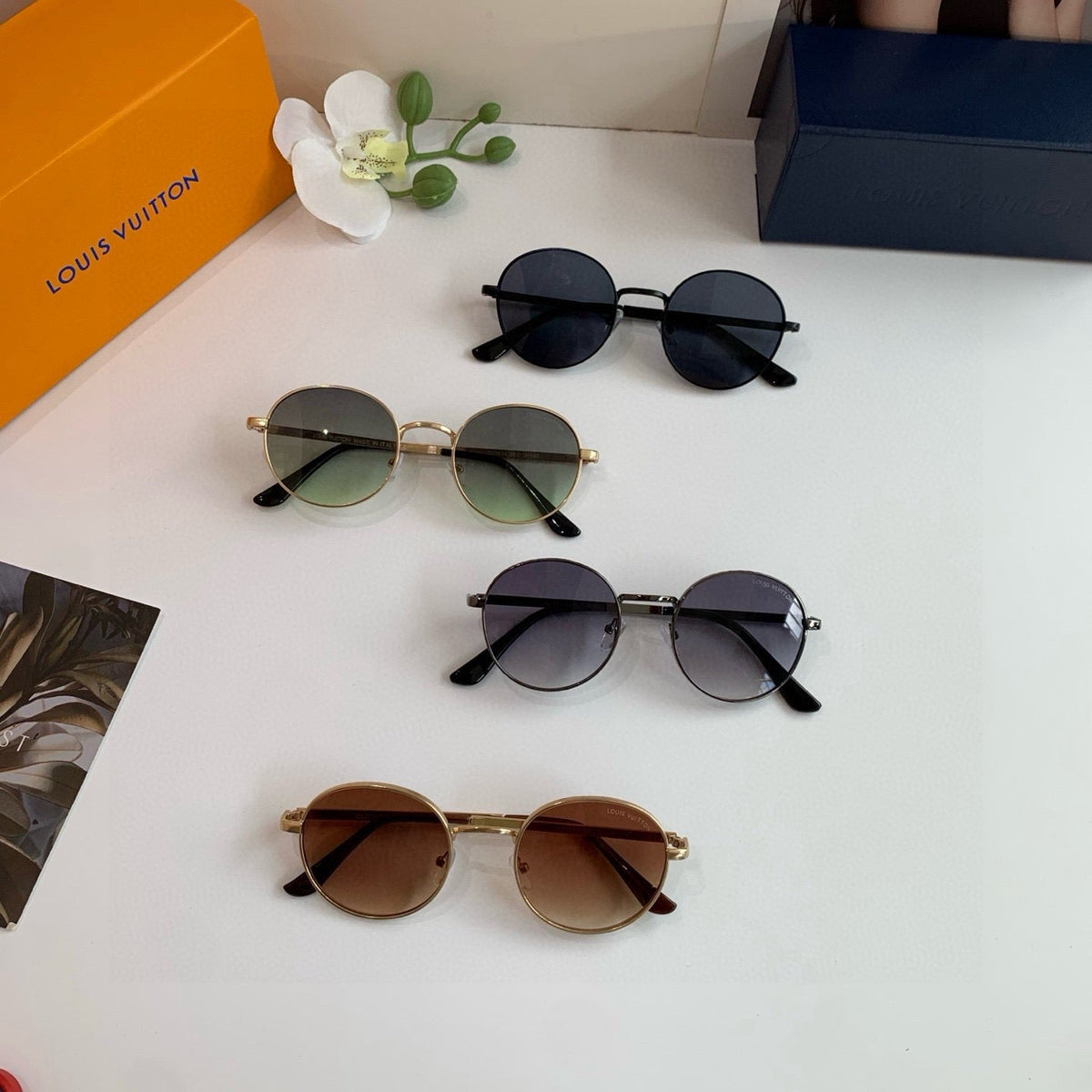 Louis Vuitton Metal Round Silver Lens Sunglasses for Men & Women